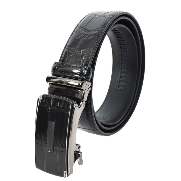 House Of Leather Real Leather Mens Adjustable Ratchet Buckle Belt Dress Suits Pants Every Day Wear Whistler Black