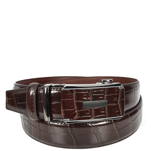 house of leather Real Leather Mens Adjustable Ratchet Buckle Belt Dress Suits Pants Every Day Wear Whistler Brown