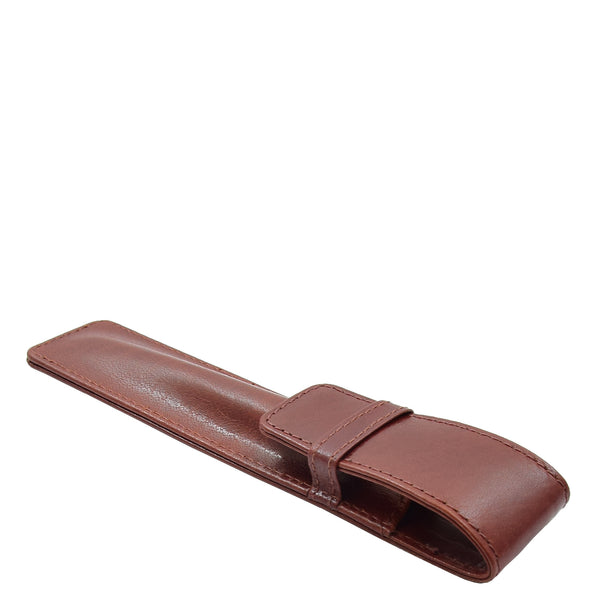 house of leather Real Leather Pen Cover Classic Ball Fountain Pen Holder Case HOL482 Brown