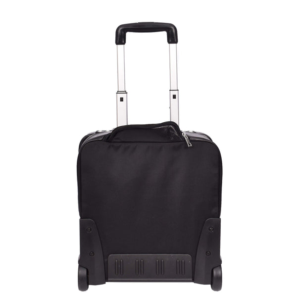 House Of Leather Real Leather Pilot Case Wheels Telescopic Handle For Business Travel Bag Sussex Black