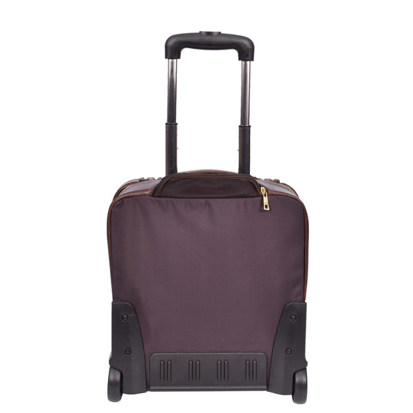 House Of Leather Real Leather Pilot Case Wheels Telescopic Handle For Business Travel Bag Sussex Brown