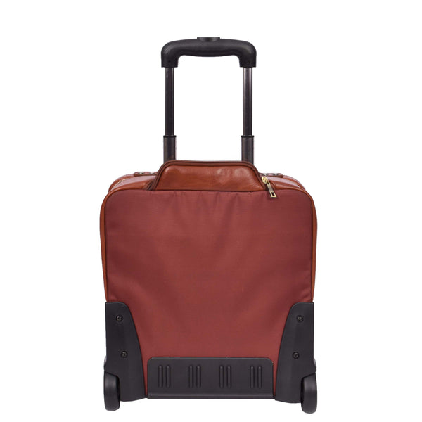 House Of Leather Real Leather Pilot Case Wheels Telescopic Handle For Business Travel Bag Sussex Tan