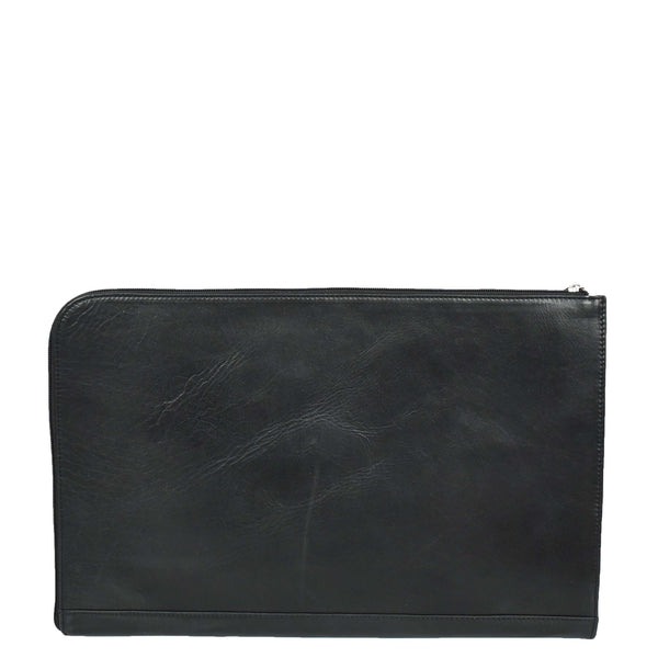 House Of Leather Real Leather Portfolio Case A4 Business Document Organiser Folio Underarm Bag Doc Black