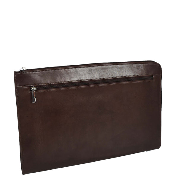 House Of Leather Real Leather Portfolio Case A4 Business Document Organiser Folio Underarm Bag Doc Brown