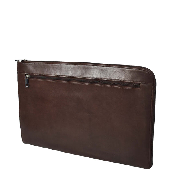 House Of Leather Real Leather Portfolio Case A4 Business Document Organiser Folio Underarm Bag Doc Brown
