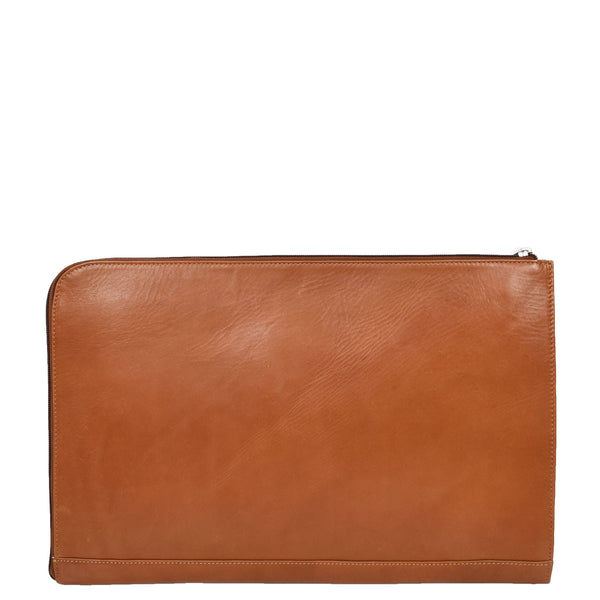 House Of Leather Real Leather Portfolio Case A4 Business Document Organiser Folio Underarm Bag Doc Cognac