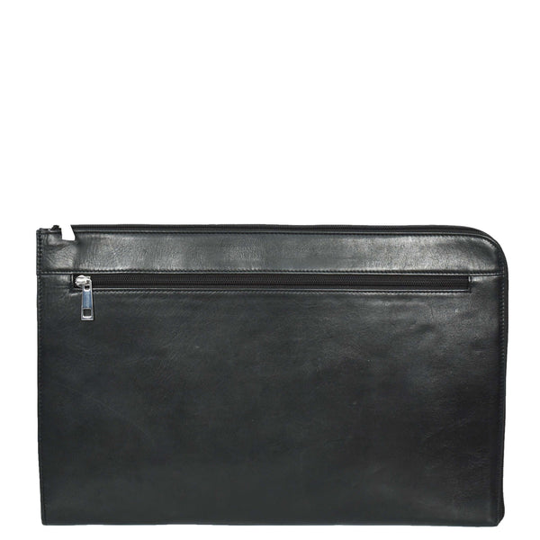 house of leather Real Leather Portfolio Case A4 Business Document Organiser Folio Underarm Bag Doc Black