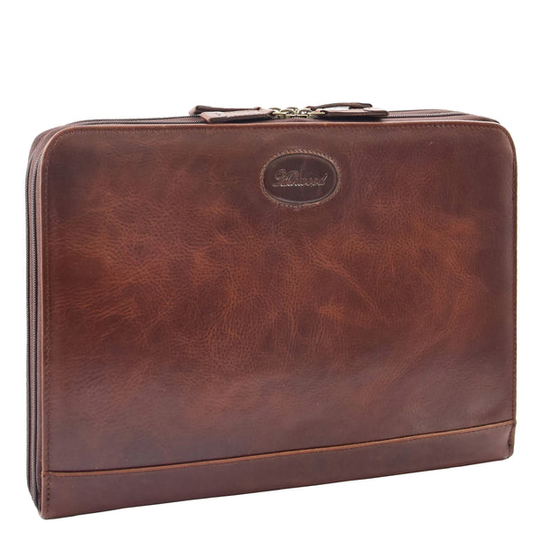 House Of Leather Real Leather Portfolio Case A4 Document Holder Cookbury Brown