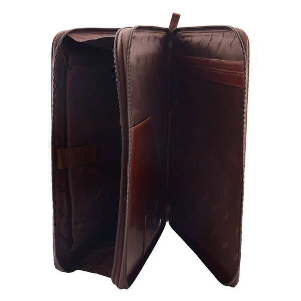 House Of Leather Real Leather Portfolio Case A4 Document Holder Cookbury Brown