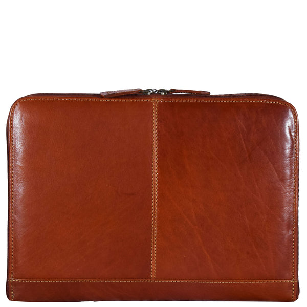 House Of Leather Real Leather Portfolio Case A4 Document Holder Cookbury Chestnut