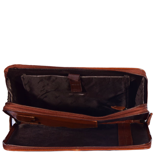 House Of Leather Real Leather Portfolio Case A4 Document Holder Cookbury Chestnut
