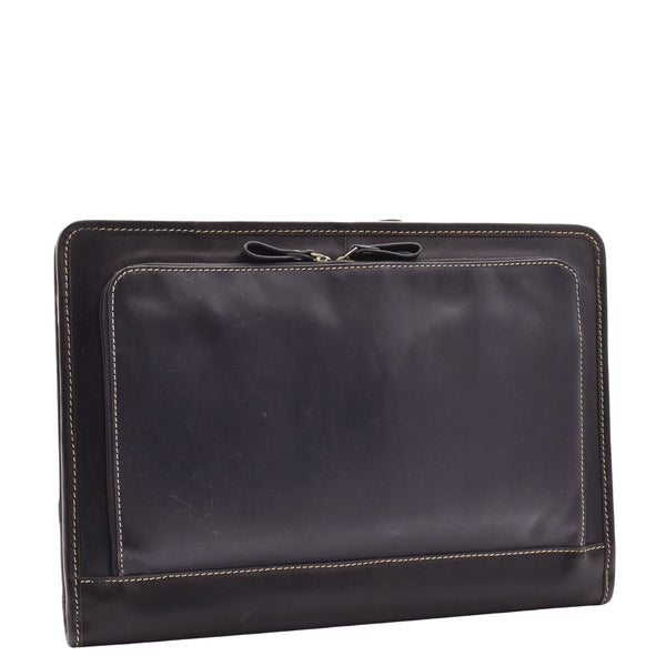 house of leather Real Leather Portfolio Case A4 Documents Bag Aero Black