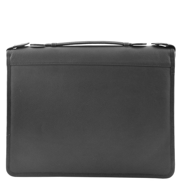 House Of Leather Real Leather Portfolio Case With Carry Handle HL49 Black