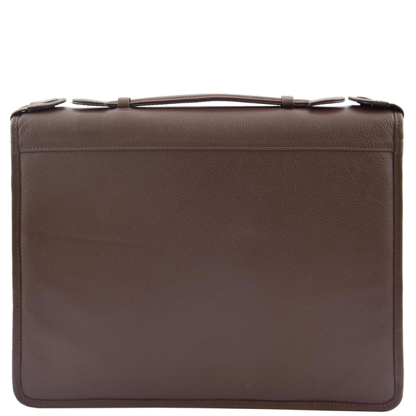 House Of Leather Real Leather Portfolio Case With Carry Handle HL49 Brown