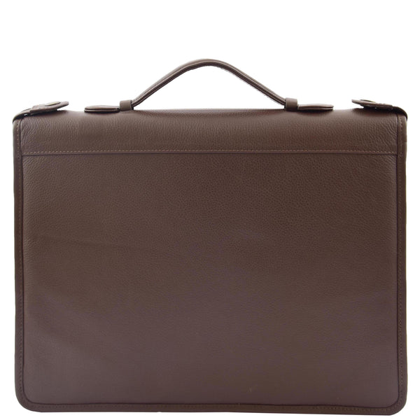 house of leather Real Leather Portfolio Case with Carry Handle HL49 Brown