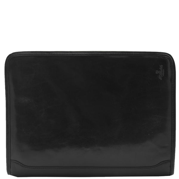 house of leather Real Leather Portfolio Ring Binder Case Muker Black