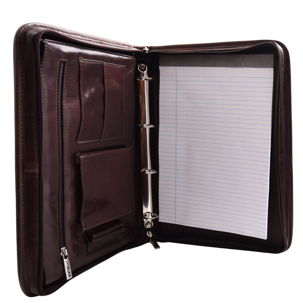 House Of Leather Real Leather Portfolio Ring Binder Case Muker Brown