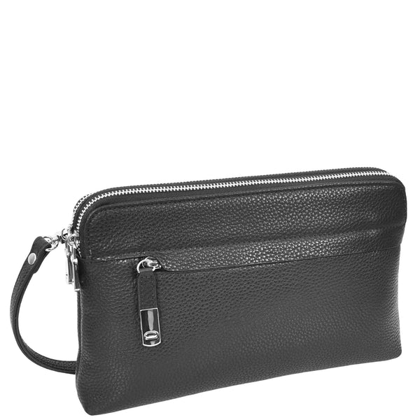 house of leather Real Leather Pouch Wrist Bag Stirling Black