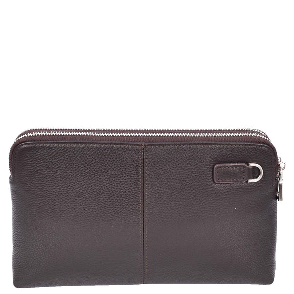 House Of Leather Real Leather Pouch Wrist Bag Stirling Brown