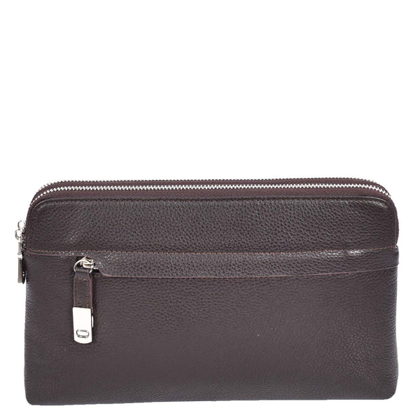 House Of Leather Real Leather Pouch Wrist Bag Stirling Brown