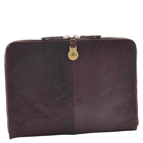 House Of Leather Real Leather Small Portfolio Case Greenville Brown