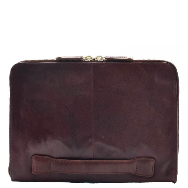 House Of Leather Real Leather Small Portfolio Case Greenville Brown