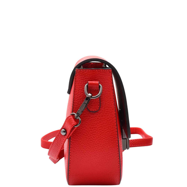 House Of Leather Real Leather Small Size Cross Body Bag For Women Zora Red