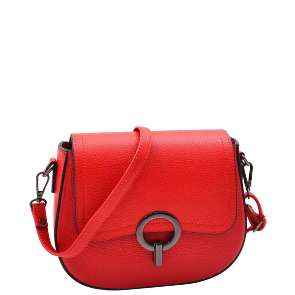 house of leather Real Leather Small Size Cross Body Bag for Women Zora Red