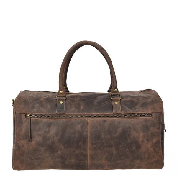 House Of Leather Real Leather Small Size Holdall Overnight Weekend Travel Duffle Bag Torin Brown
