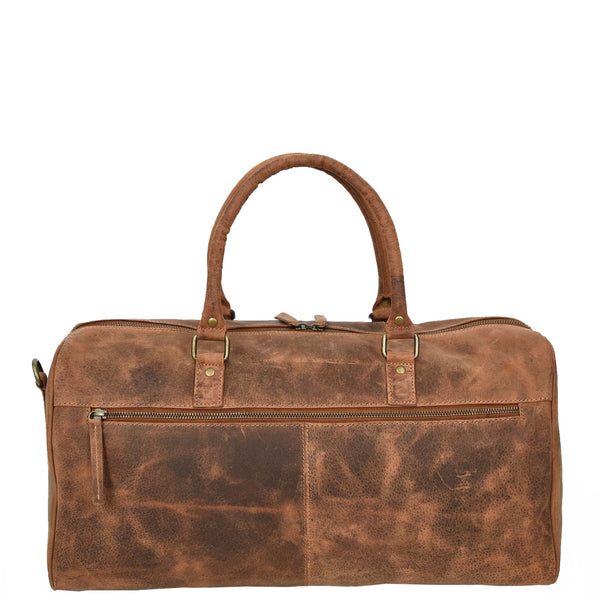 House Of Leather Real Leather Small Size Holdall Overnight Weekend Travel Duffle Bag Torin Tan