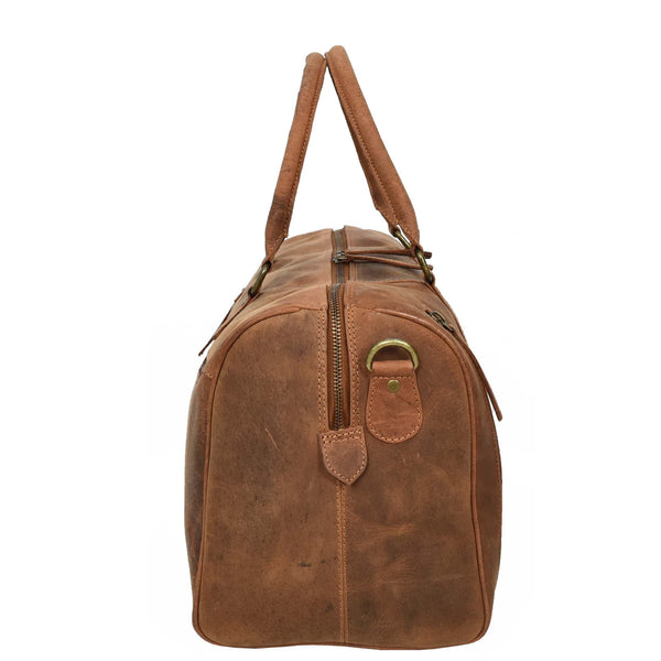 House Of Leather Real Leather Small Size Holdall Overnight Weekend Travel Duffle Bag Torin Tan