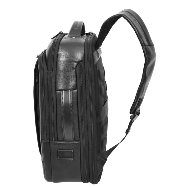 House Of Leather Real Leather Smart USB Backpack Casual Large Size Laptop Rucksack Ryder Black