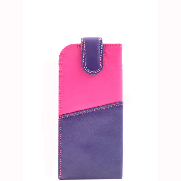 house of leather Real Leather Soft Slim Leather Glasses Case Cover HOL6011 Berry Multi