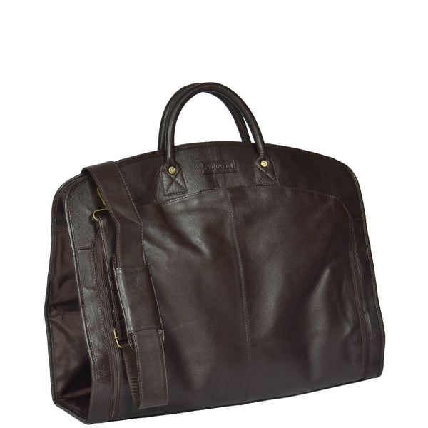 house of leather Real Leather Suit / Dress Carrier HOL933 Brown