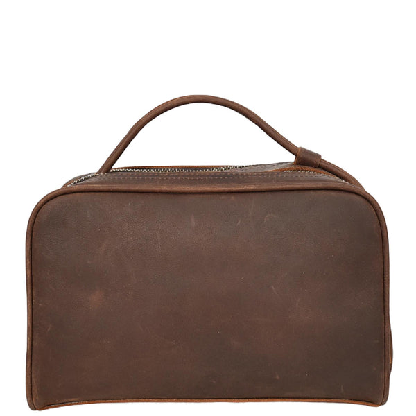 House Of Leather Real Leather Toiletry Wash Bag Alexander Rust Brown