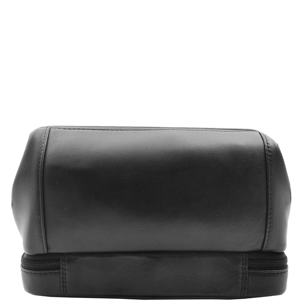 House Of Leather Real Leather Toiletry Wash Bag Travel Pouch HOL290 Black
