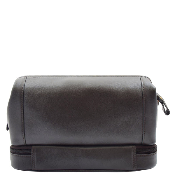 House Of Leather Real Leather Toiletry Wash Bag Travel Pouch HOL290 Brown