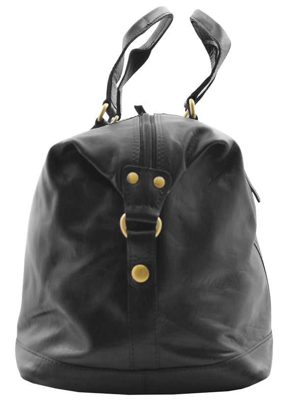House Of Leather Real Leather Travel Holdall Large Duffle Bag Texas Black