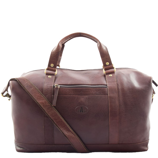 house of leather Real Leather Travel Holdall Large Duffle Bag Texas Brown