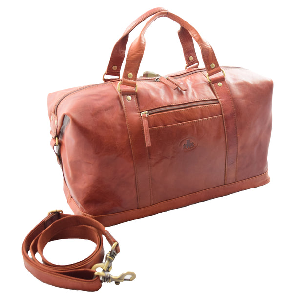 House Of Leather Real Leather Travel Holdall Large Duffle Bag Texas Tan