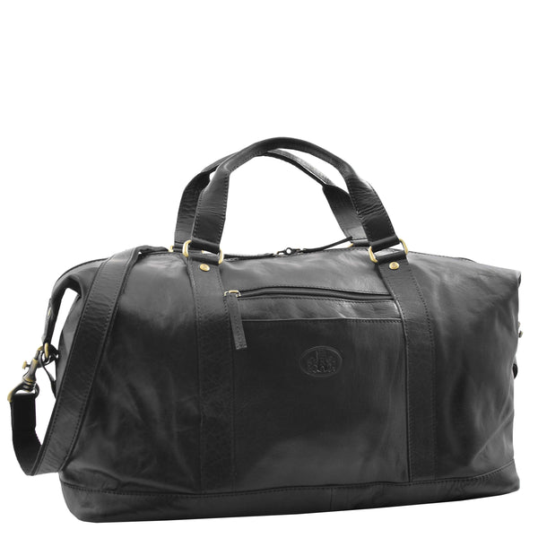 house of leather Real Leather Travel Holdall Large Duffle Bag Texas Black