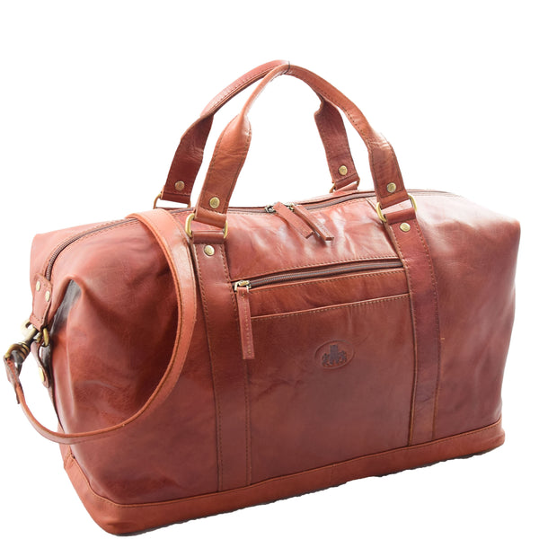 house of leather Real Leather Travel Holdall Large Duffle Bag Texas Tan