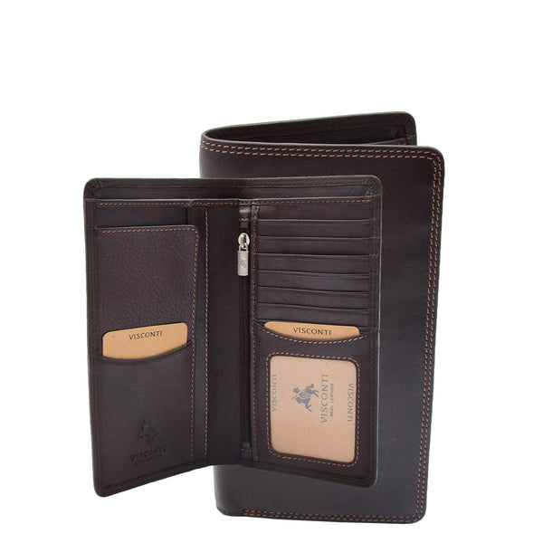 house of leather Real Leather Vertical Bifold Breast Wallet HOL120 Brown