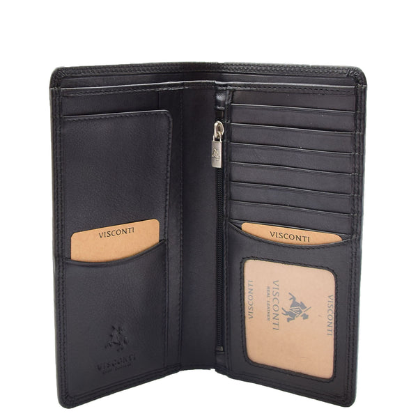 House Of Leather Real Leather Vertical Bifold Breast Wallet HOL120 Black