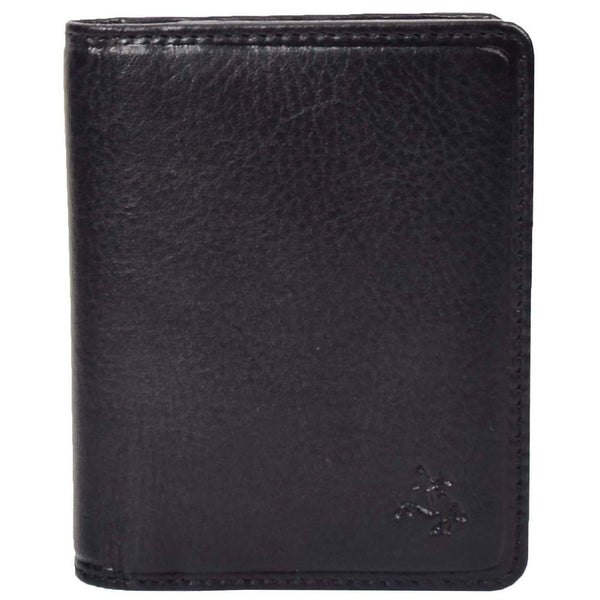 House Of Leather RFID Small Bi-fold Wallet Credit Cards Holder HOL04 Black