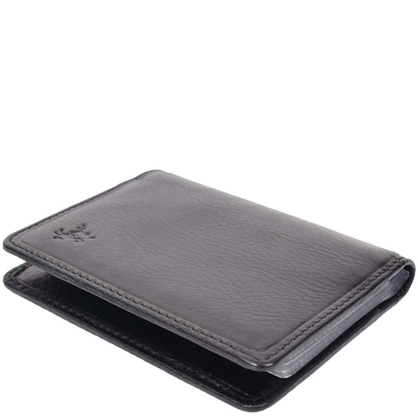 House Of Leather RFID Small Bi-fold Wallet Credit Cards Holder HOL04 Black