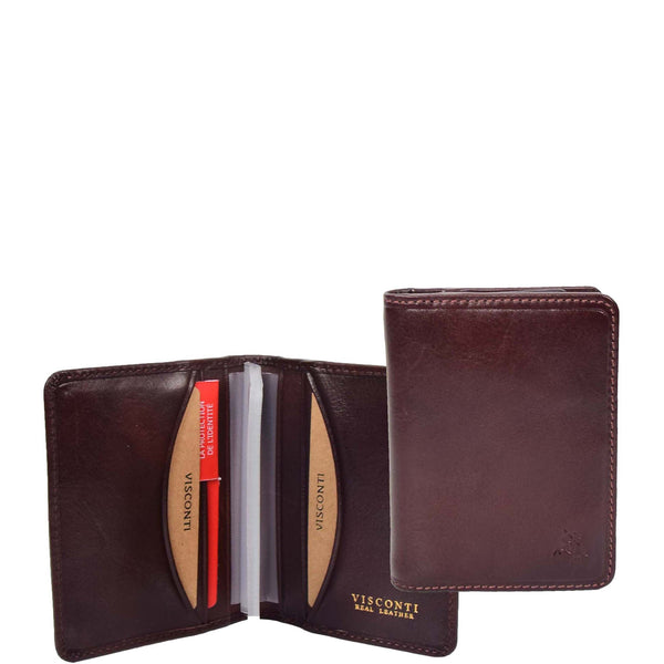 house of leather RFID Small Bi-fold Wallet Credit Cards Holder HOL04 Brown