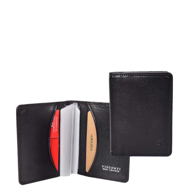 house of leather RFID Small Bi-fold Wallet Credit Cards Holder HOL04 Black