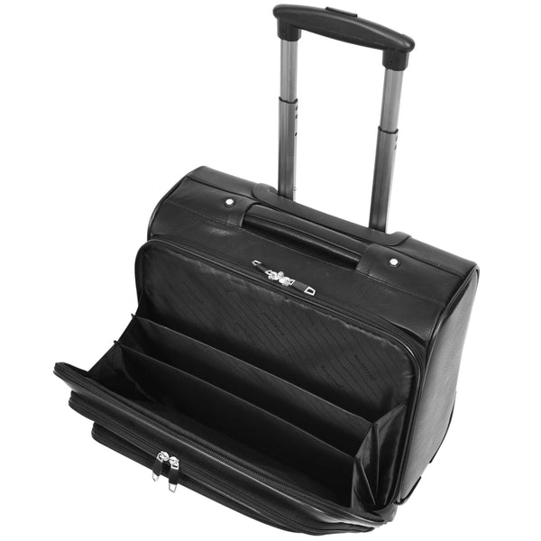 House Of Leather Rolling Pilot Case 4 Wheeled Business Executive Bag Pluto Black