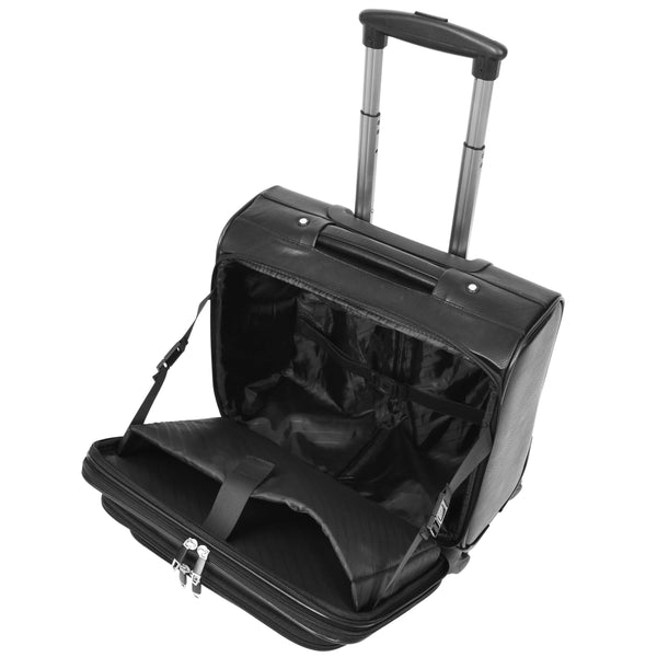 House Of Leather Rolling Pilot Case 4 Wheeled Business Executive Bag Pluto Black